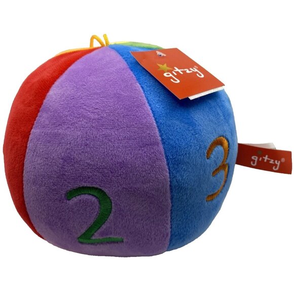 Gitzy Infant Soft Plush Round Ball Baby's First Toy Rattle Colorful 6” - Picture 14 of 14